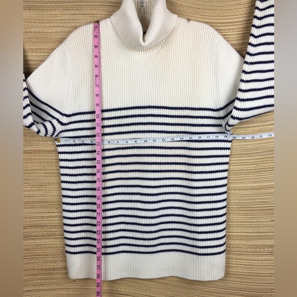 Bloomingdale’s Chunky Knit Striped Merino Wool Unisex Turtleneck Sweater Size L - Picture 9 of 9